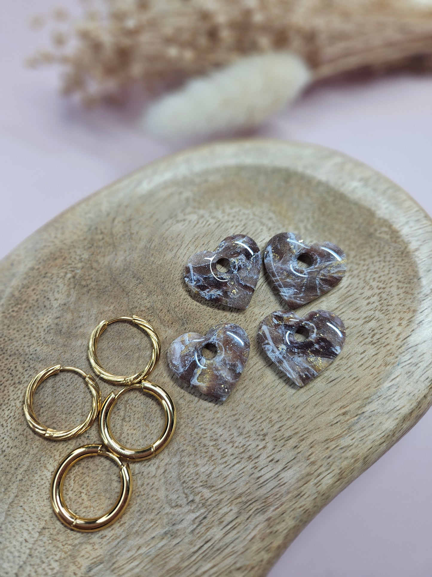 Pampilles interchangeables - par 2 - DROP OCTOBRE - MARGOT MARBRE CHOCO