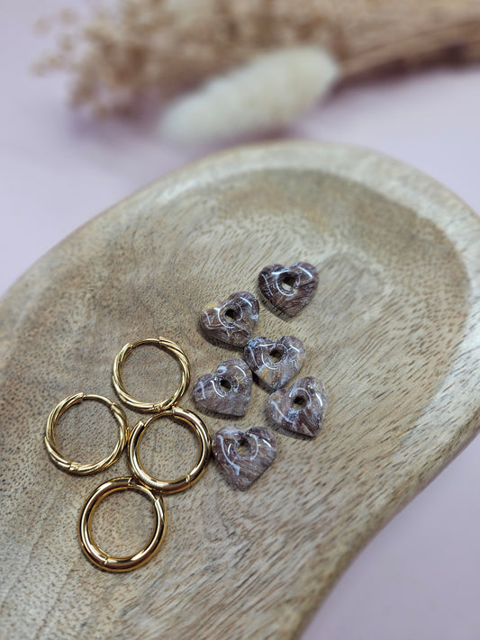 Pampilles interchangeables - par 2 - DROP OCTOBRE - MINI MARGOT MARBRE CHOCO