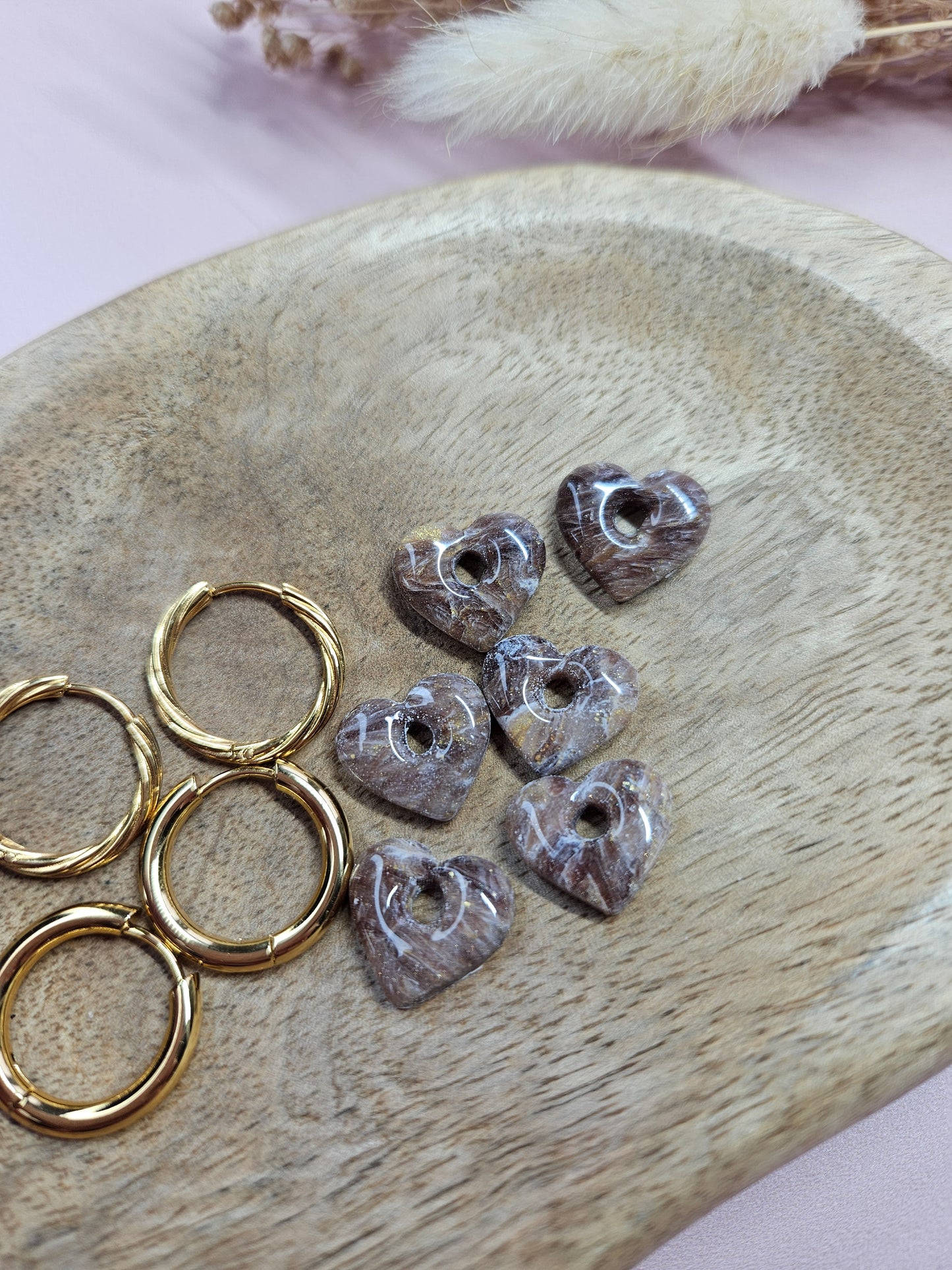 Pampilles interchangeables - par 2 - DROP OCTOBRE - MINI MARGOT MARBRE CHOCO