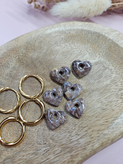 Pampilles interchangeables - par 2 - DROP OCTOBRE - MINI MARGOT MARBRE CHOCO