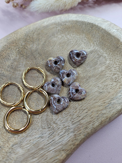 Pampilles interchangeables - par 2 - DROP OCTOBRE - MINI MARGOT MARBRE CHOCO