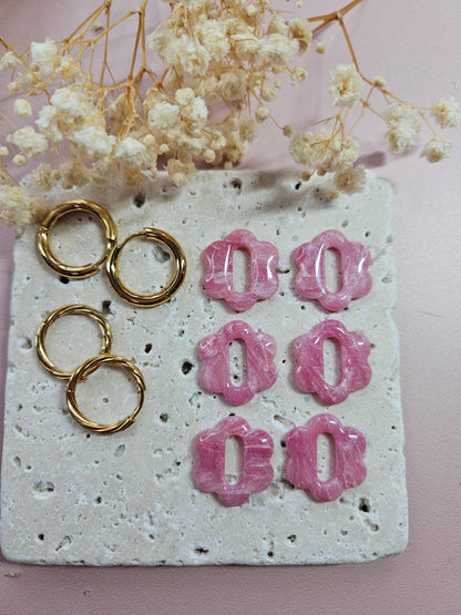 Pampilles interchangeables - par 2 -DROP OCTOBRE - ELISE ROSE MARBRE