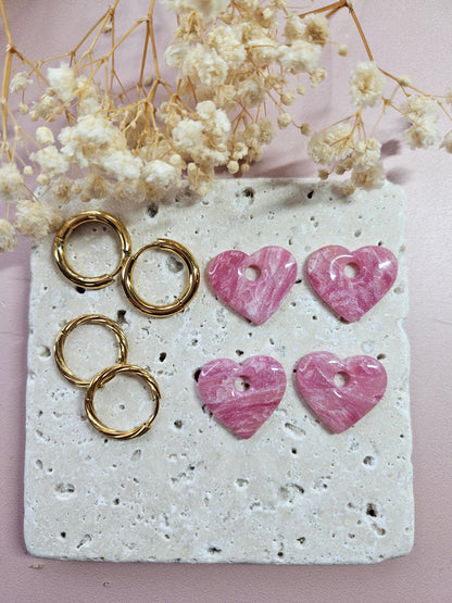 Pampilles interchangeables - par 2 -DROP OCTOBRE - MARGOT MARBRE ROSE