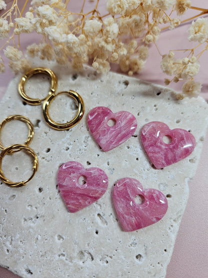 Pampilles interchangeables - par 2 -DROP OCTOBRE - MARGOT MARBRE ROSE