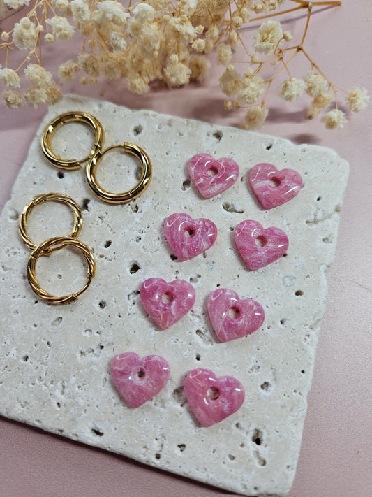 Pampilles interchangeables - par 2 - DROP OCTOBRE - MINI MARGOT MARBRE ROSE