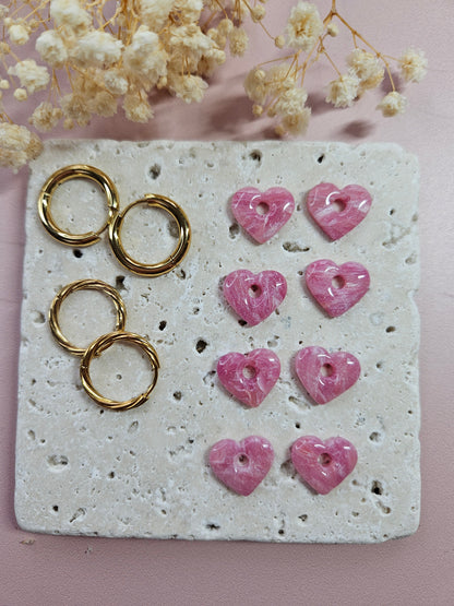 Pampilles interchangeables - par 2 - DROP OCTOBRE - MINI MARGOT MARBRE ROSE