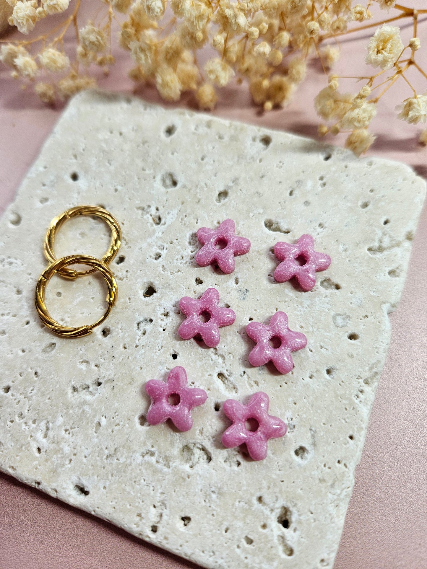 Pampilles interchangeables - par 2 - DROP OCTOBRE - MINI ALBA MARBRE ROSE