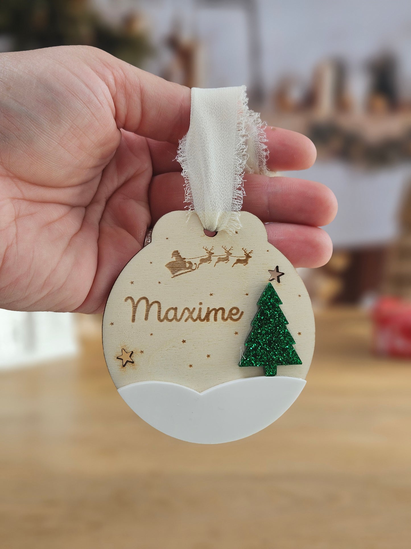 Boule de Noël personnalisée | Ronde neige et sapin