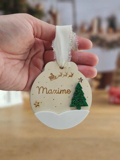 Boule de Noël personnalisée | Ronde neige et sapin