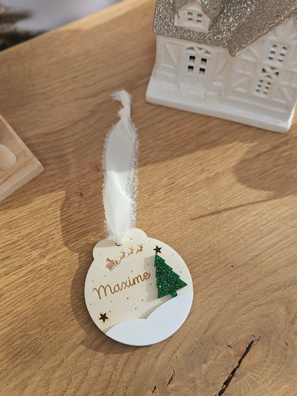 Boule de Noël personnalisée | Ronde neige et sapin