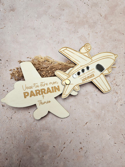Demande surprise personnalisée -  Avion - demande parrain marraine annonce tonton témoin