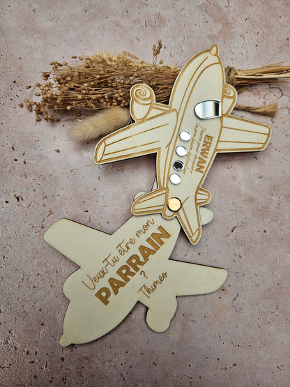 Demande surprise personnalisée -  Avion - demande parrain marraine annonce tonton témoin