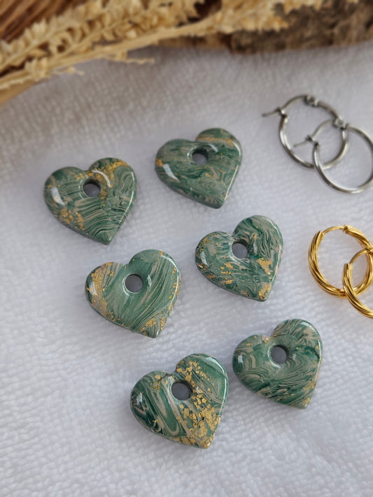 Pampilles interchangeables - par 2 - Collection Noël "Let it Shine" - MARGOT - marbré vert et or