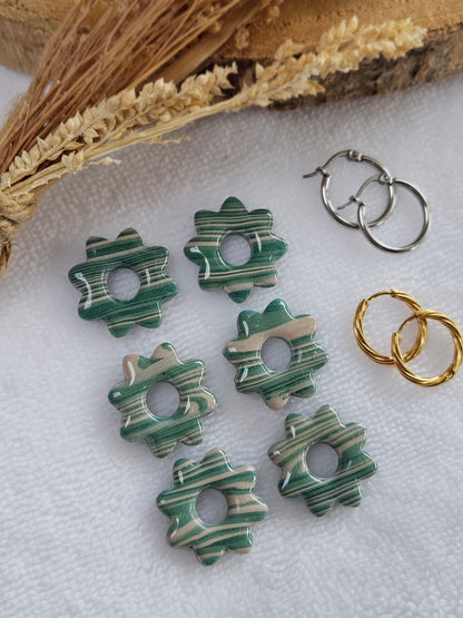 Pampilles interchangeables - par 2 -Collection Noël "Let it Shine" - LISETTE - vert zébré