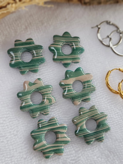 Pampilles interchangeables - par 2 -Collection Noël "Let it Shine" - LISETTE - vert zébré