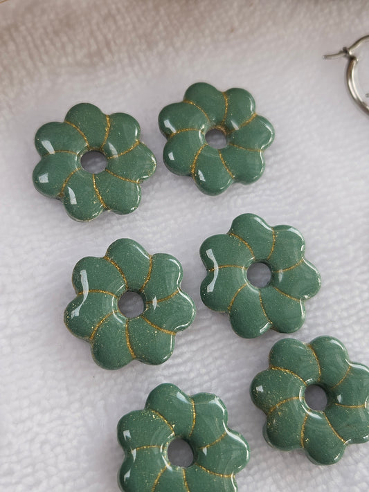 Pampilles interchangeables - par 2 -Collection Noël "Let it Shine" - CAPUCINE - vert et or