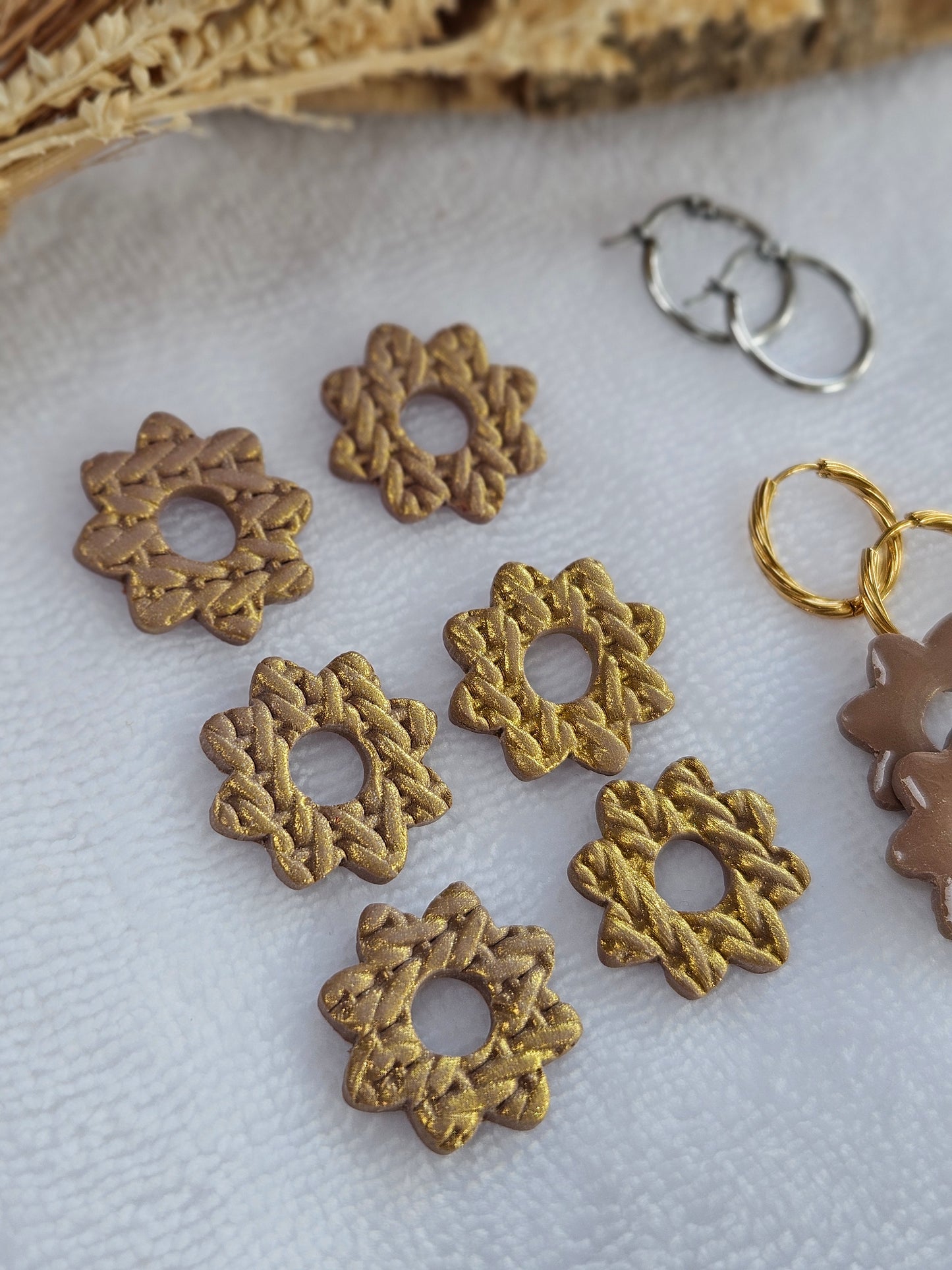 Pampilles interchangeables - par 2 -Collection Noël "Let it Shine" - LISETTE - TAUPE EFFET PULL OR