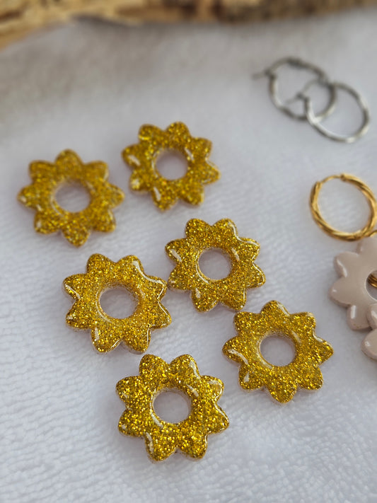 Pampilles interchangeables - par 2 -Collection Noël "Let it Shine" - LISETTE - IVOIRE ET PAILLETTES OR REVERSIBLE