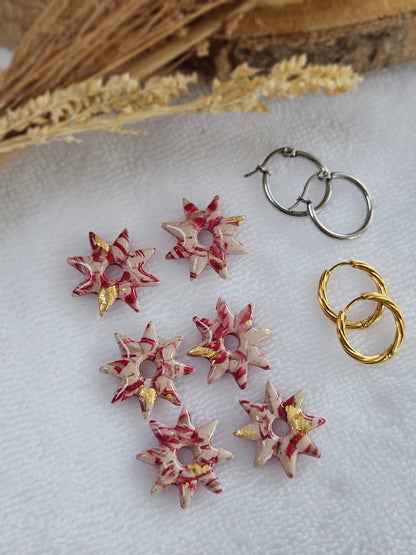 Pampilles interchangeables - Collection Noël "Let it Shine" - PAULA - ROUGE ET IVOIRE MARBRÉ