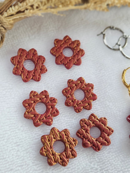 Pampilles interchangeables - par 2 -Collection Noël "Let it Shine" - LISETTE - ROUGE NACRÉ OR EFFET PULL RÉVERSIBLES