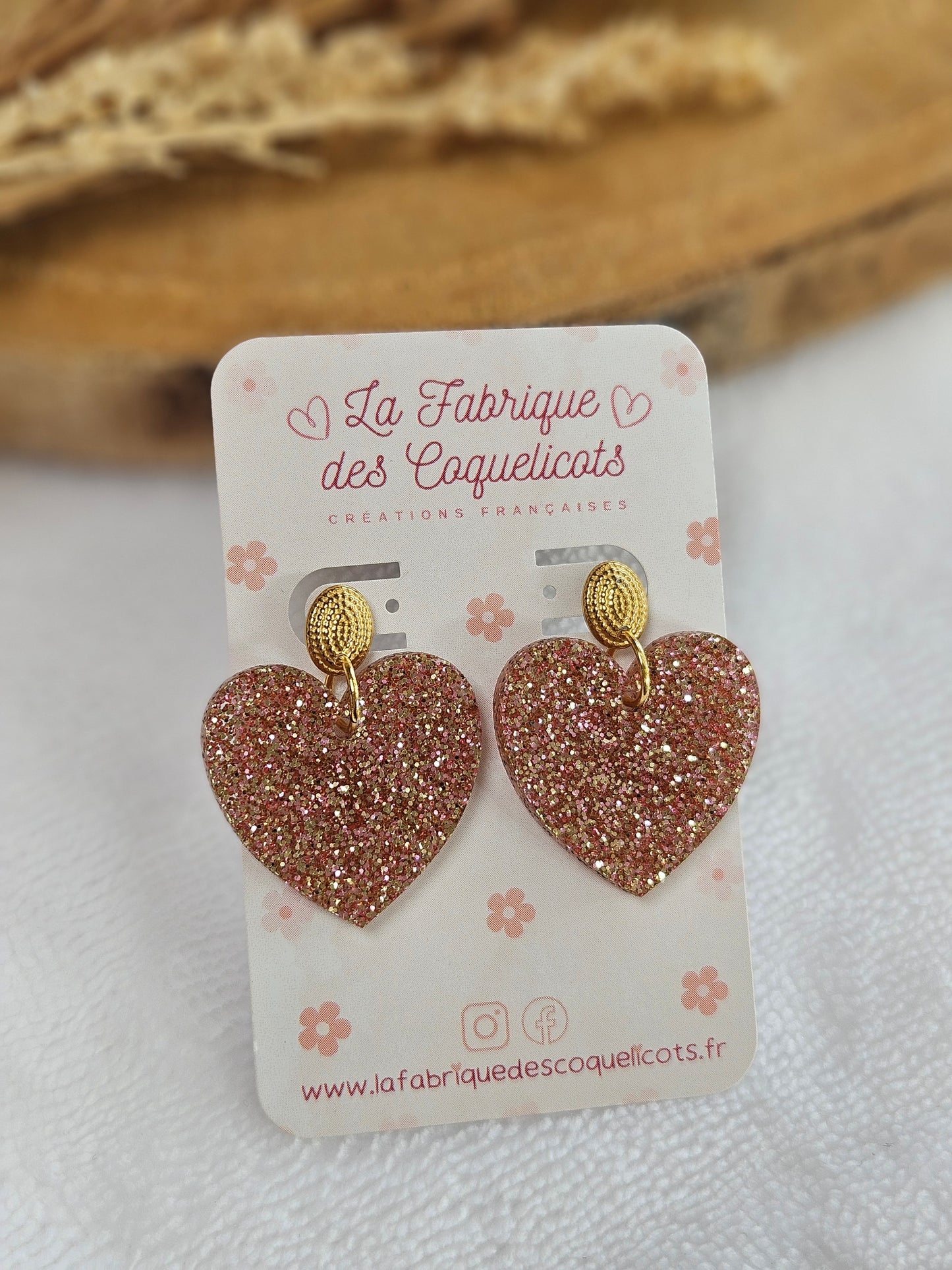 Boucles d'oreilles  - MARIETTE - CHAMPAGNE PAILLETTES