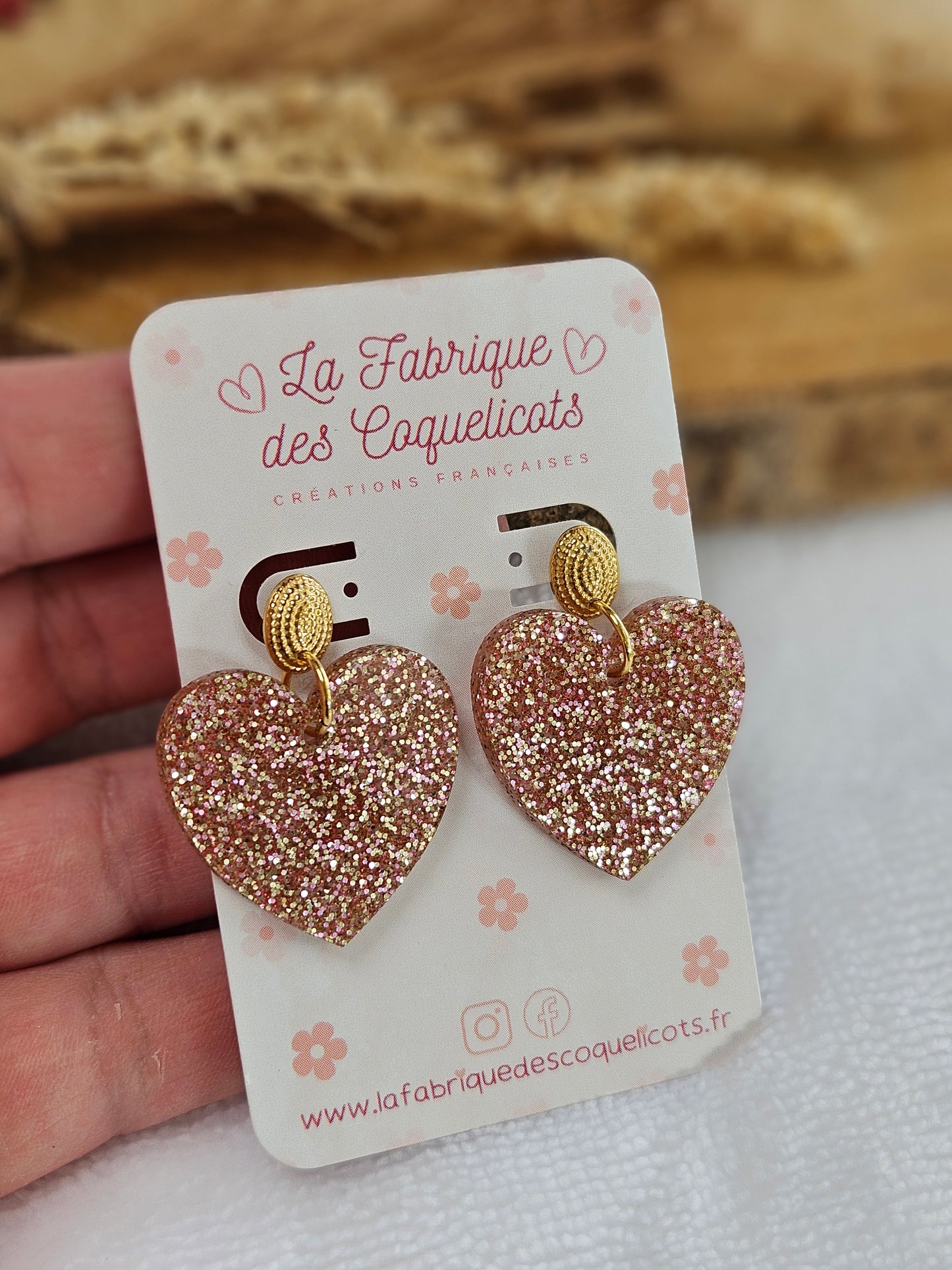 Boucles d'oreilles  - MARIETTE - CHAMPAGNE PAILLETTES
