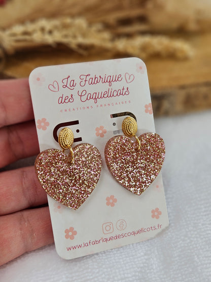 Boucles d'oreilles  - MARIETTE - CHAMPAGNE PAILLETTES
