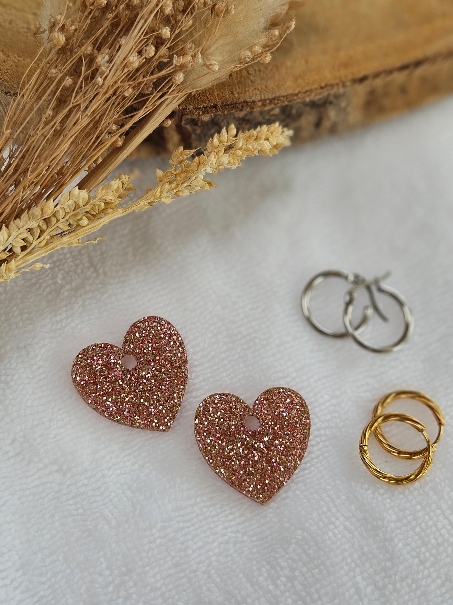 Pampilles interchangeables - par 2 - MARIETTE - CHAMPAGNE PAILLETTES