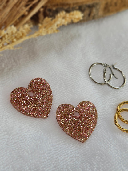 Pampilles interchangeables - par 2 - MARIETTE - CHAMPAGNE PAILLETTES