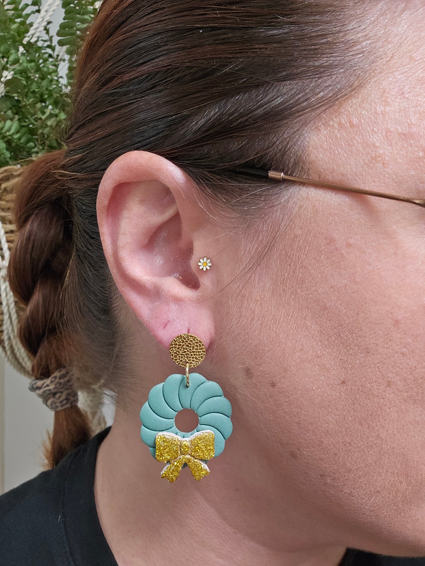 Boucles d'oreilles  -  Collection Noël "Let it Shine" - Couronne de Noël