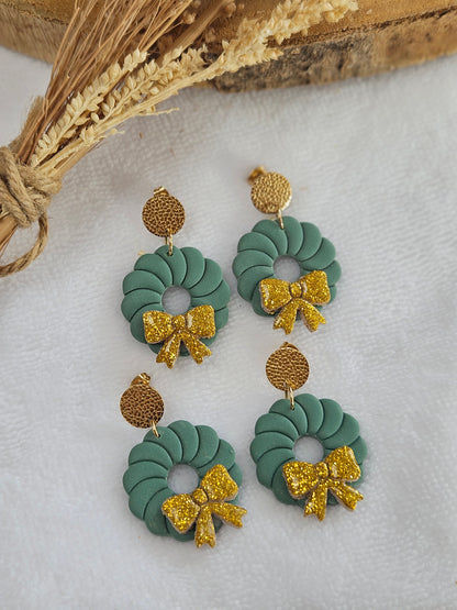 Boucles d'oreilles  -  Collection Noël "Let it Shine" - Couronne de Noël