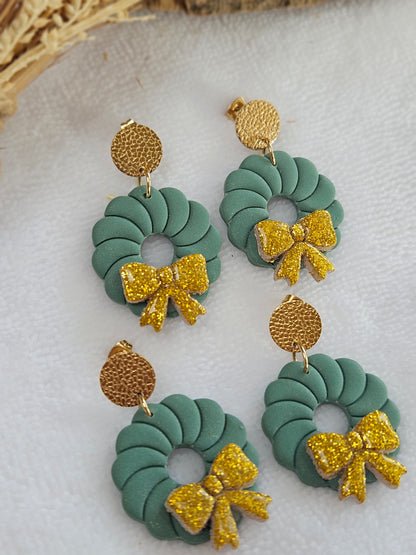 Boucles d'oreilles  -  Collection Noël "Let it Shine" - Couronne de Noël