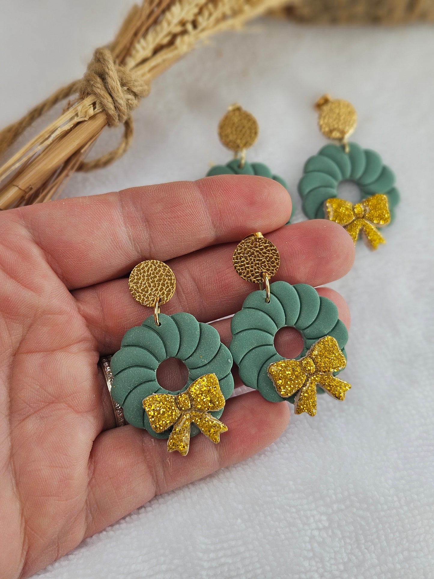 Boucles d'oreilles  -  Collection Noël "Let it Shine" - Couronne de Noël