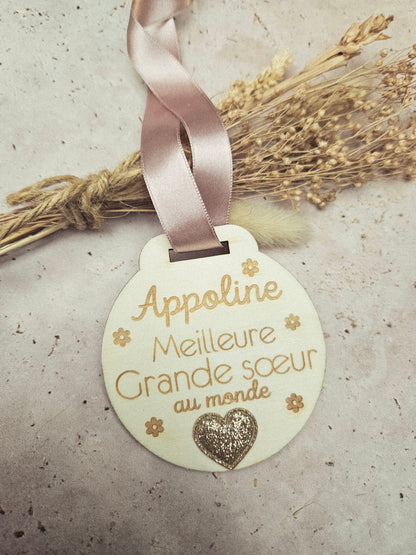 Médaille personnalisée - cœur doré