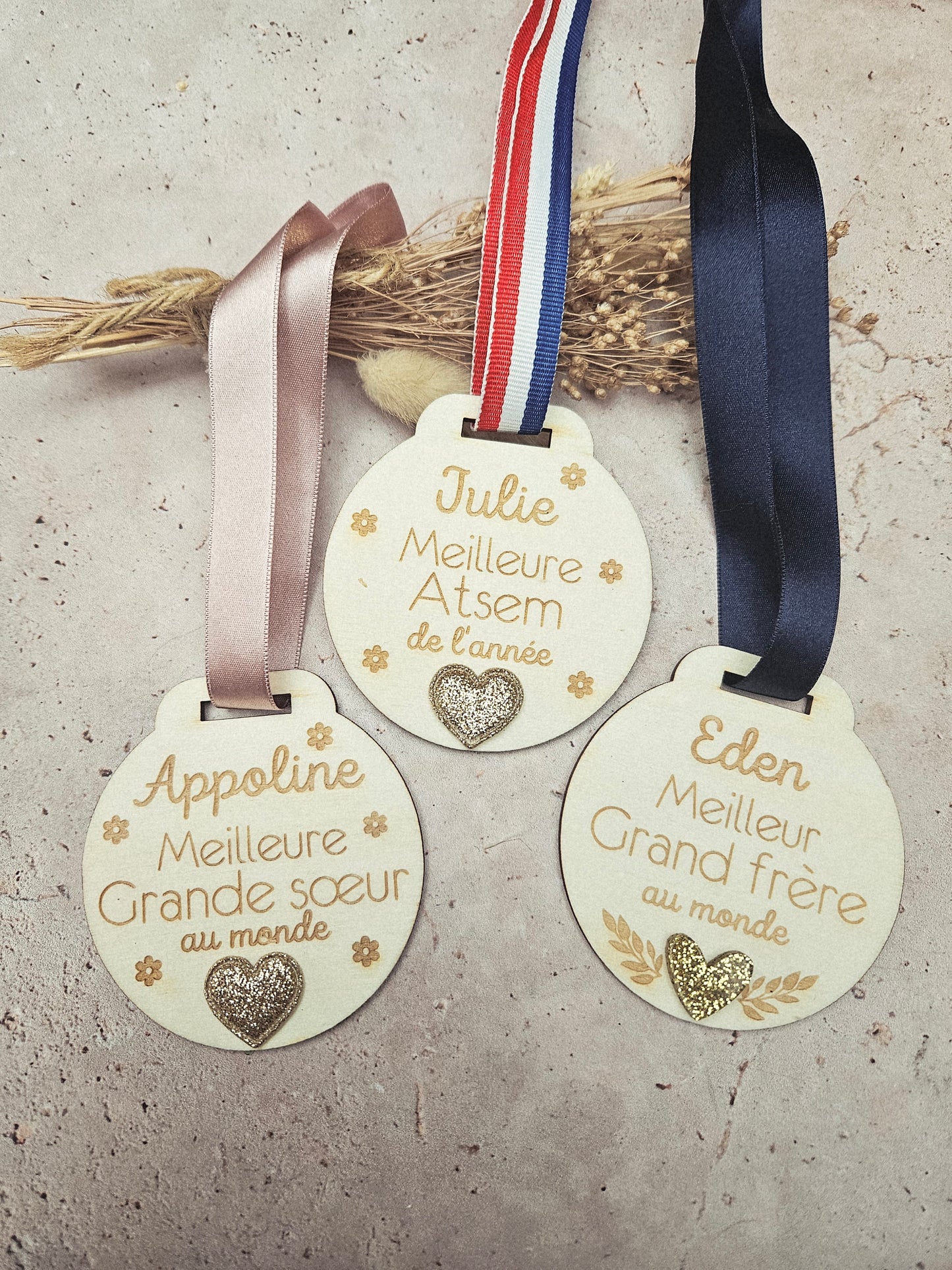 Médaille personnalisée - cœur doré