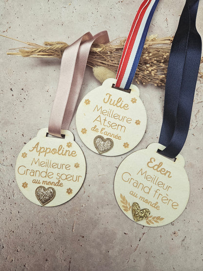 Médaille personnalisée - cœur doré