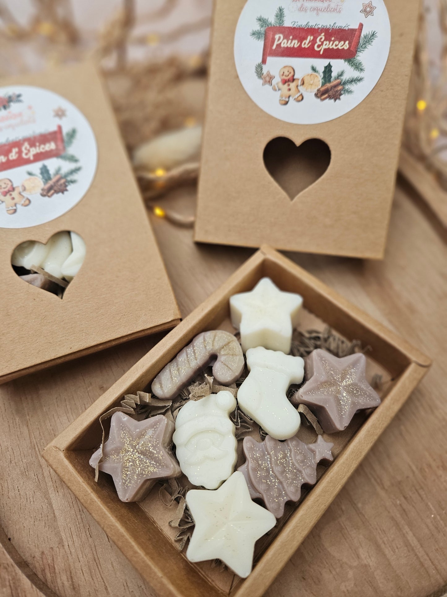 Coffret kraft cœur de 8 fondants parfumés - COLLECTION NOËL 2025 / Pain dÉpices
