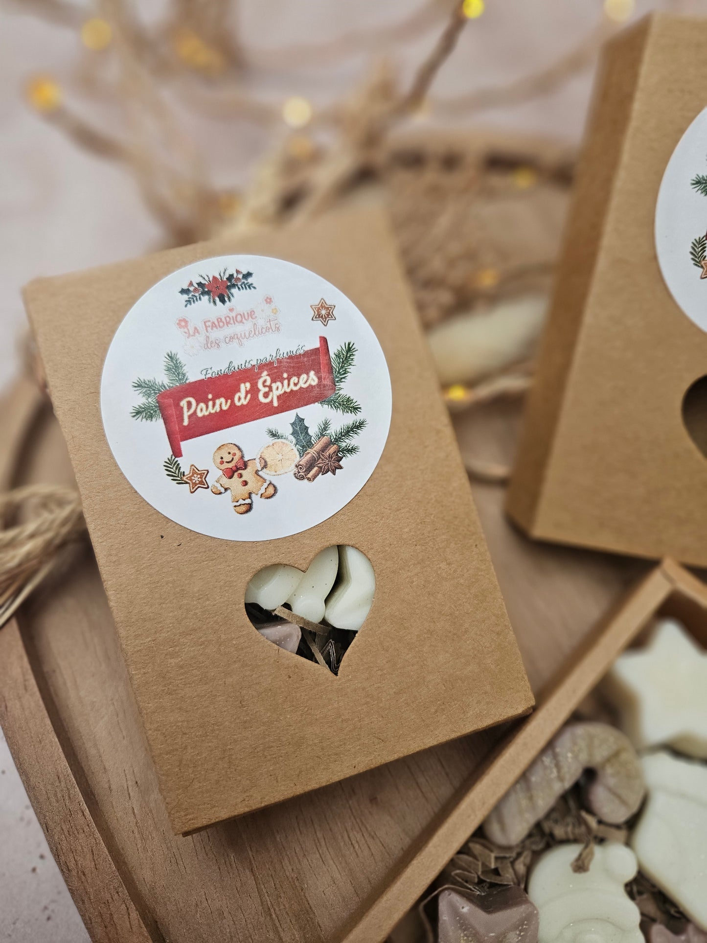 Coffret kraft cœur de 8 fondants parfumés - COLLECTION NOËL 2025 / Pain dÉpices
