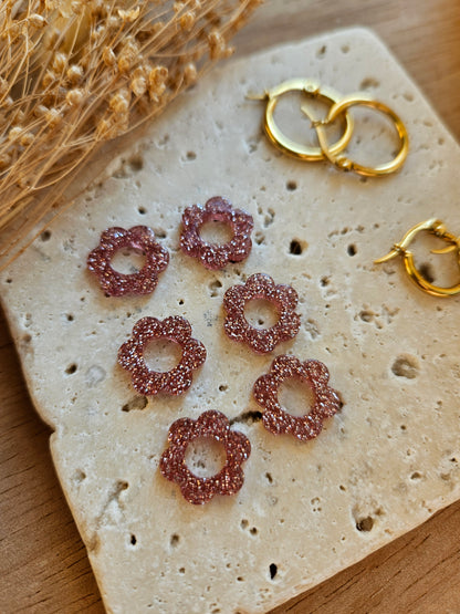 Pampilles interchangeables - par 2 - MINI ZELIE Pailleté vieux rose