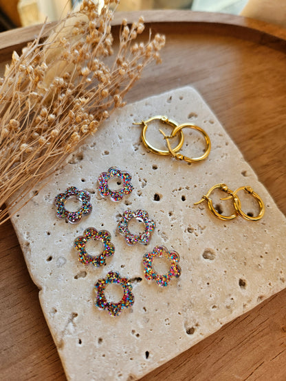 Pampilles interchangeables - par 2 - MINI ZELIE Pailleté multicouleur