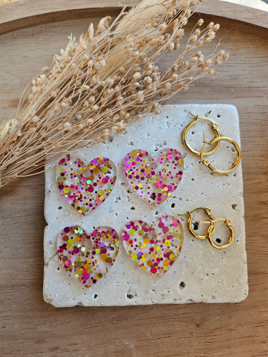 Pampilles interchangeables - par 2 -MARIETTE - TRANSPARENTE ROUGE MULTICOULEUR