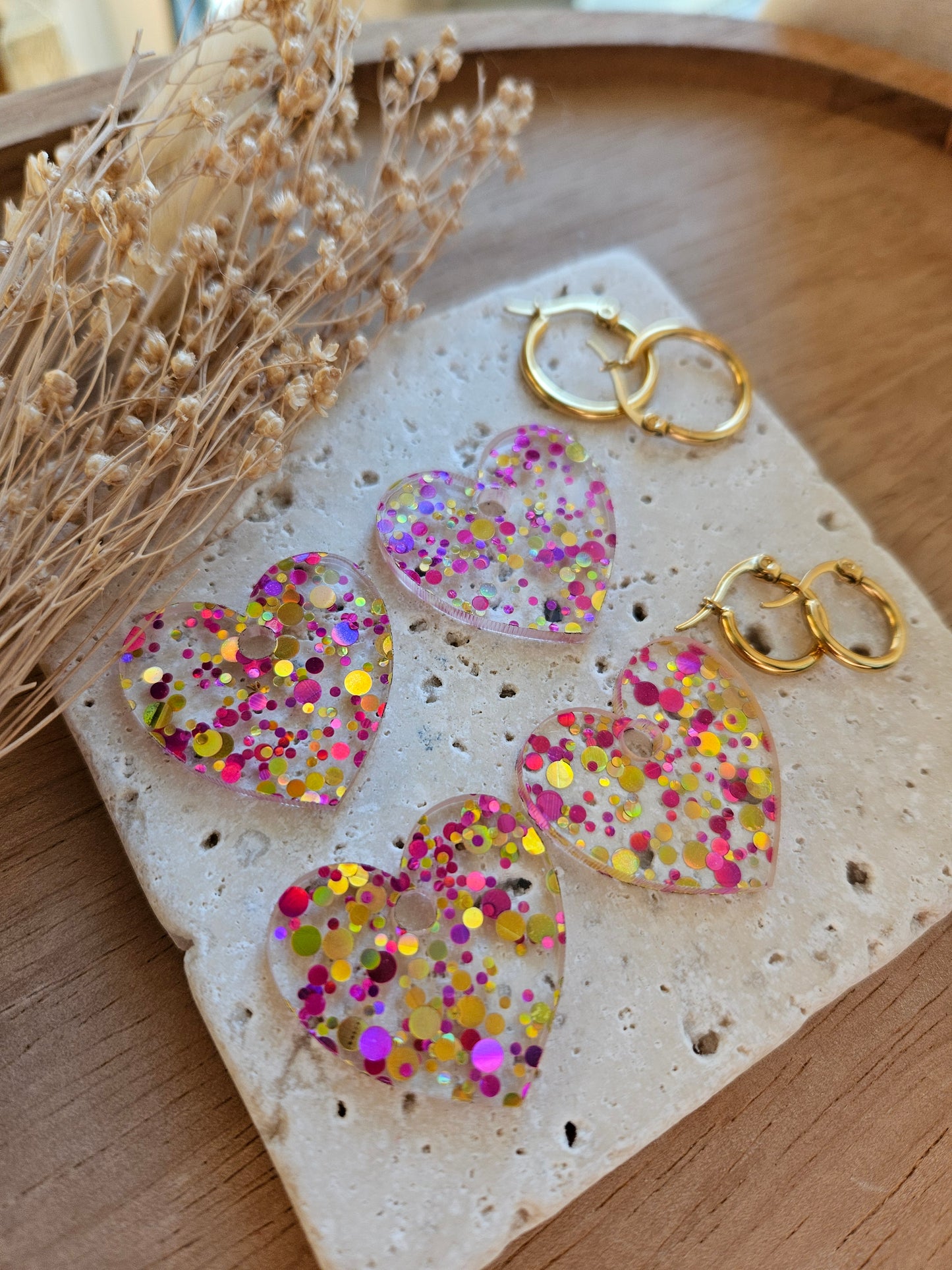 Pampilles interchangeables - par 2 -MARIETTE - TRANSPARENTE ROUGE MULTICOULEUR