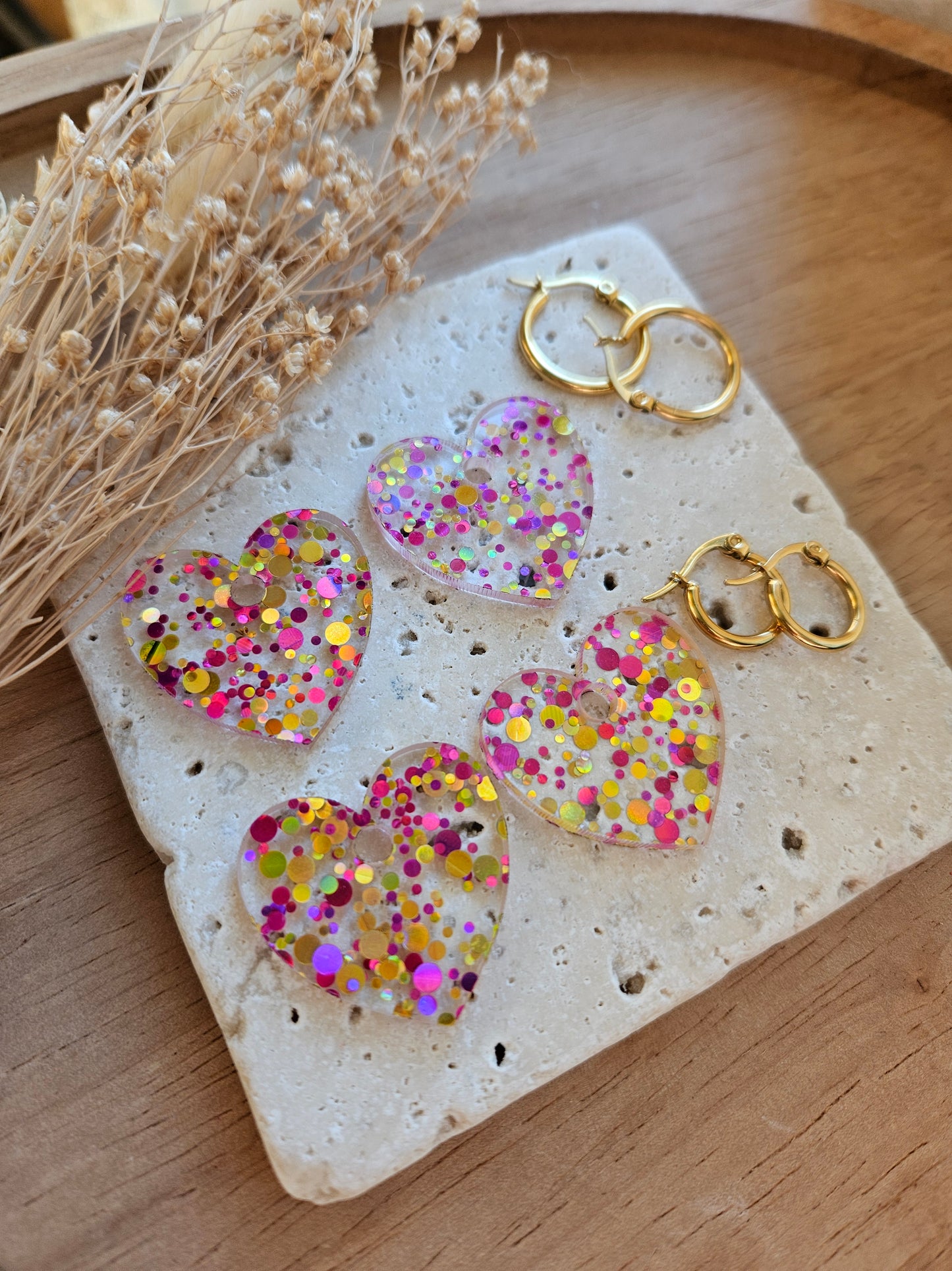 Pampilles interchangeables - par 2 -MARIETTE - TRANSPARENTE ROUGE MULTICOULEUR