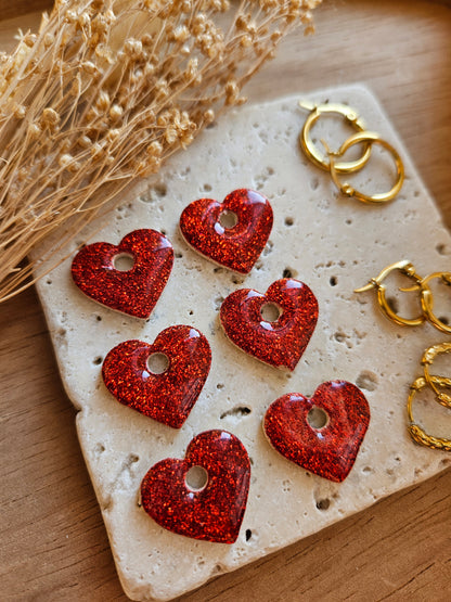 Pampilles interchangeables - par 2 - Collection Noël "Let it Shine" - MARGOT - BEIGE / ROUGE PAILLETTE