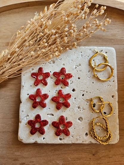 Pampilles interchangeables - par 2 -Collection Noël "Let it Shine" - ALBA - BEIGE / ROUGE PAILLETTE