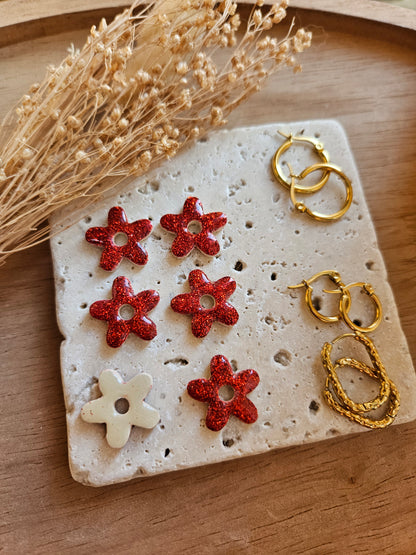 Pampilles interchangeables - par 2 -Collection Noël "Let it Shine" - ALBA - BEIGE / ROUGE PAILLETTE