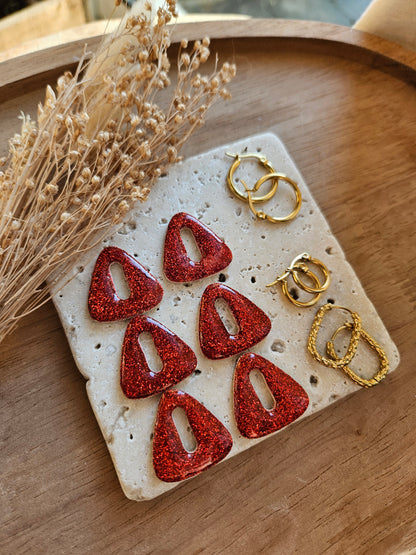 Pampilles interchangeables - par 2 - Collection Noël "Let it Shine" - SIMONE - BEIGE/ ROUGE PAILLETTE