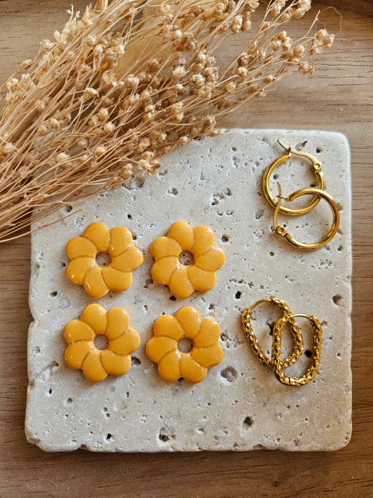 Pampilles interchangeables - par 2 -Collection Noël "Let it Shine" - CAPUCINE - ORANGE ET OR