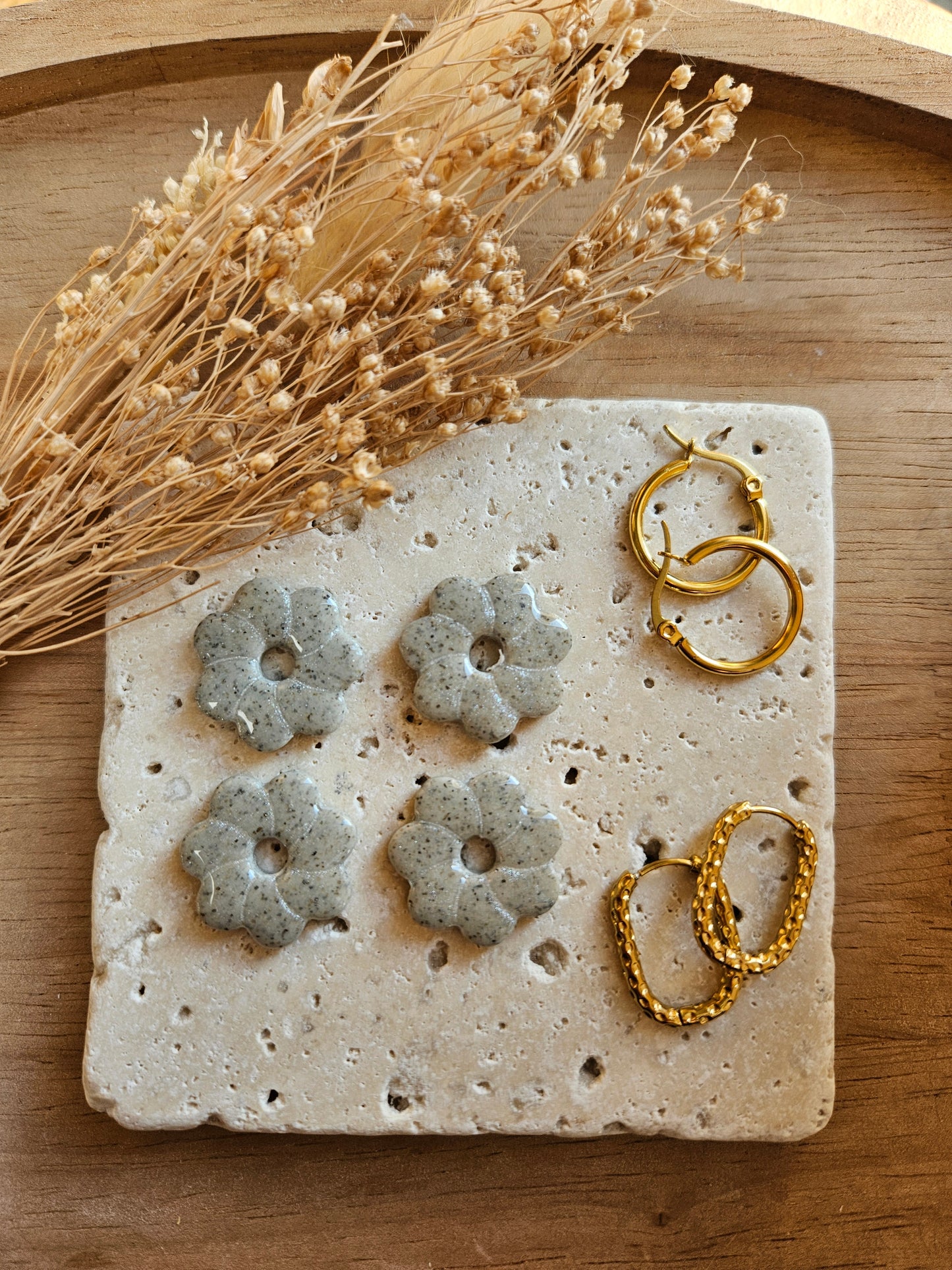 Pampilles interchangeables - par 2 - Collection Noël "Let it Shine" - CAPUCINE - GRANIT ARGENTÉ