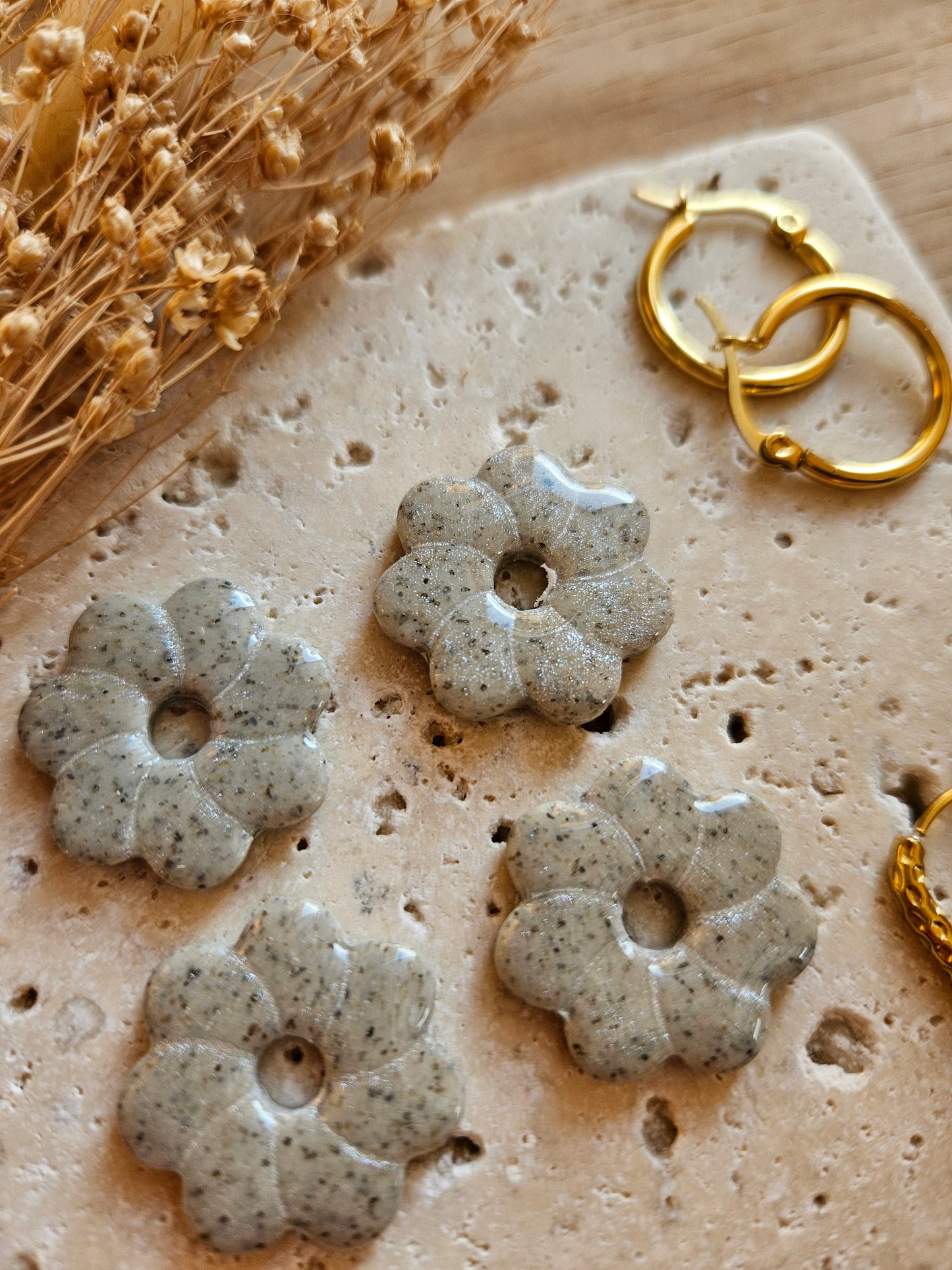 Pampilles interchangeables - par 2 - Collection Noël "Let it Shine" - CAPUCINE - GRANIT ARGENTÉ